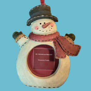 St Nicholas Square Holiday Frame Ornament  Reindeer Snowman Santa